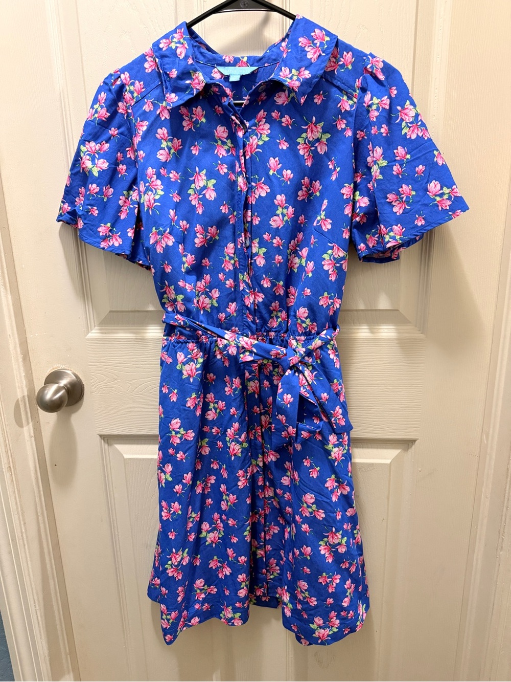 Draper James Cobalt Blue Button-Front Floral Blouse